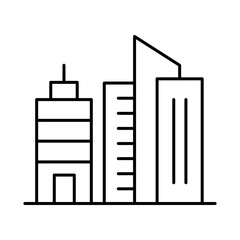Buildings Line Editable Stroke Icon. Real Estate, City, Cityscape, House, Home, Apartment, Condominium, Hotel, Mall,  Town, Architecture Buildings Icons Vector Illustration
