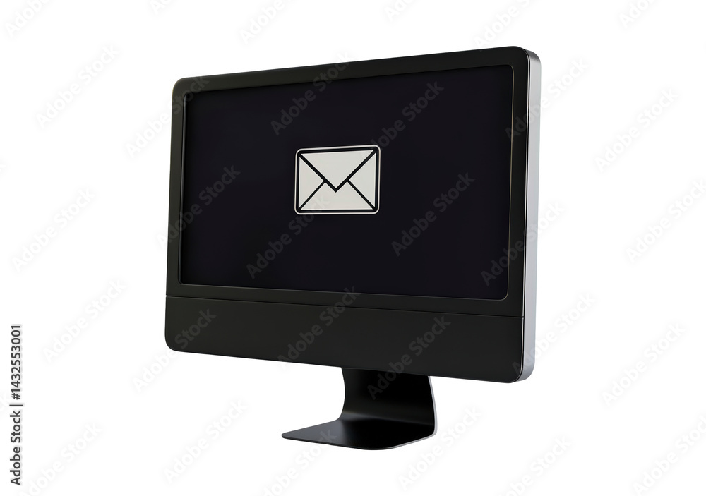 Poster Computer monitor displaying an envelope symbol isolated on transparent background