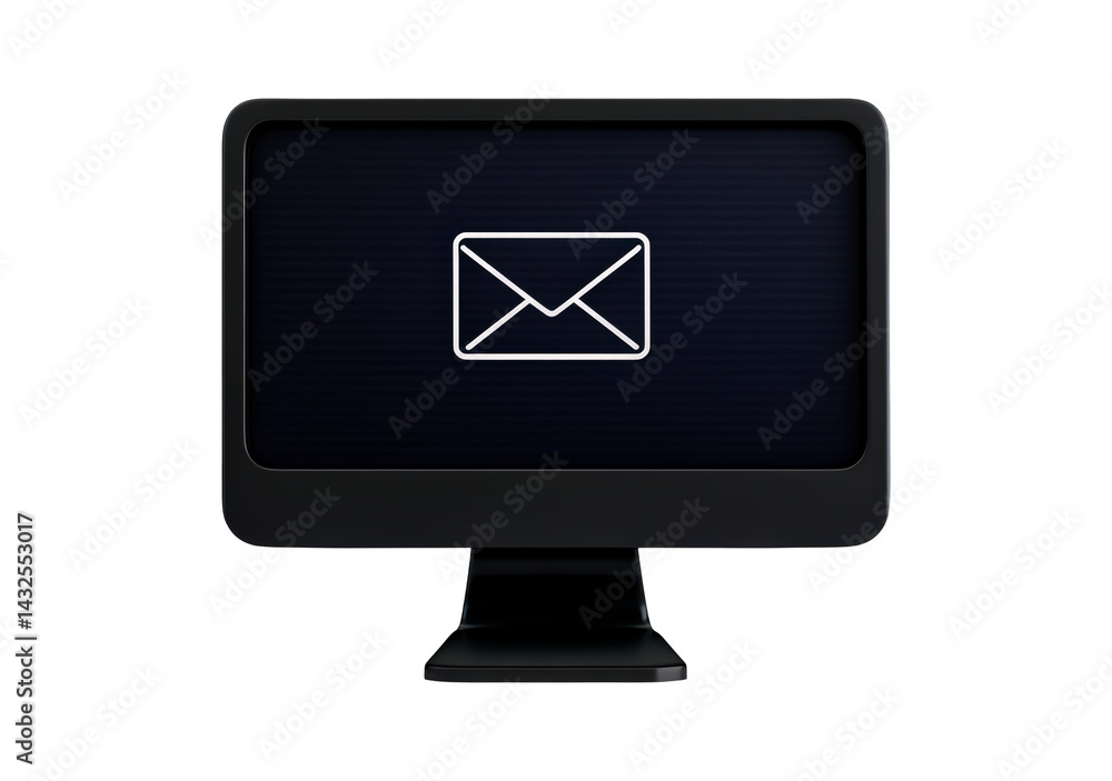 Poster Computer monitor displaying an envelope symbol isolated on transparent background