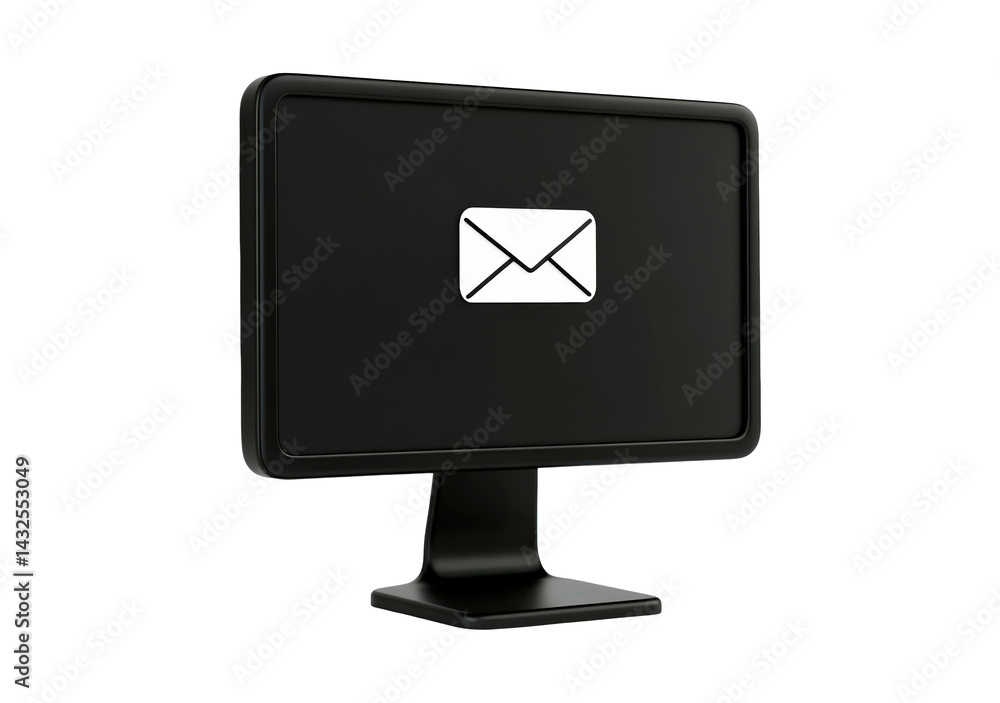 Poster A computer monitor displaying an email icon isolated on transparent background