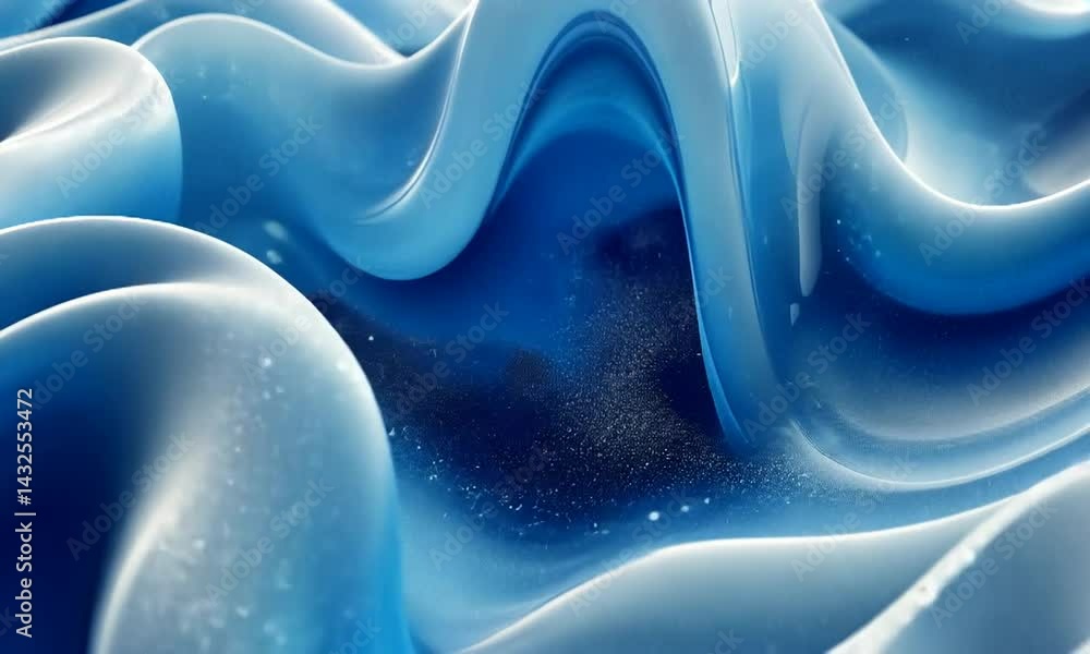 Wall mural abstract blue waves with smooth curves creating a serene and fluid motion effect