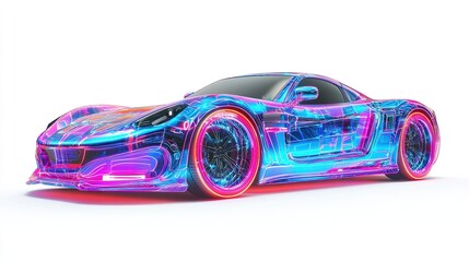 Naklejka premium Sports car and white background
