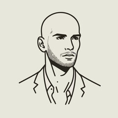 bald man line art vector image