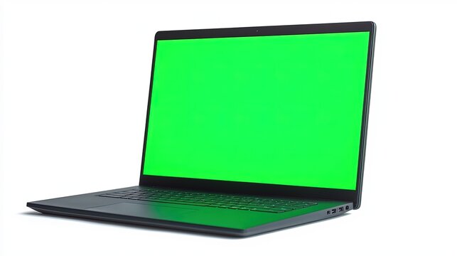 Green screen laptop and white background
