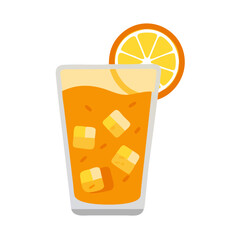 Refreshing Orange Juice with Ice Cubes Illustration