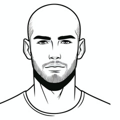 bald man line art vector image
