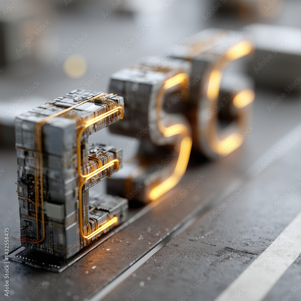 Aufkleber 5g technology visualization: a captivating, close-up depiction of the future with a detailed renderi