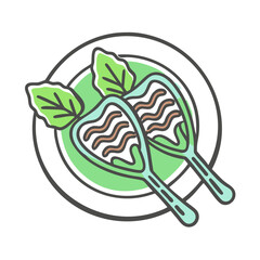 Satay Skewers on Plate, Asian Cuisine Vector Graphic