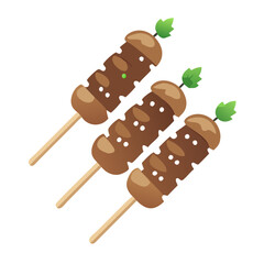 Yakitori Skewers Illustration on Black Background for Stock