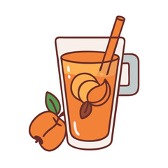Cute Apple Cider Illustration with Mug and Fruit