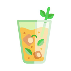 Iced tea with mint leaves drink icon vector