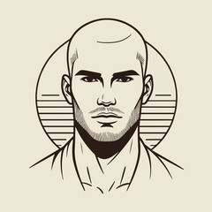 bald man line art vector image