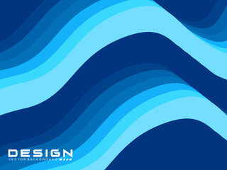 Blue wave vector abstract background flat design stock illustration. Geometric abstract background colorful gradient cyan and blue wave pattern background. Blue Wave Background.