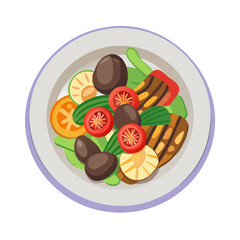 Delicious Healthy Salad Bowl with Fresh and Grilled Vegetables