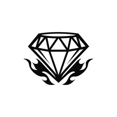 Diamond with Flames Icon – Luxury, Sparkle, and Power Symbol