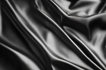 Fototapeta premium Close-up view of rich, dark fabric draped in elegant folds.