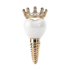 Opulent Dental Implant Adorned with a Jeweled Crown on an Isolated Neutral Space