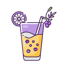 Vibrant Cocktail Icon Illustration with Fruit and Ice