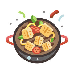 Delicious Tofu Stir-Fry with Vegetables in a Bowl
