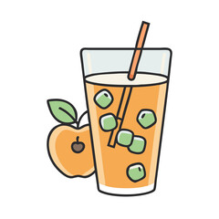 Refreshing apple juice with ice illustration, vector art