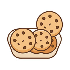 Chocolate chip cookies in a plate illustration vector