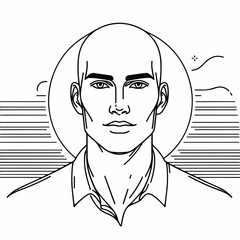 bald man line art vector image