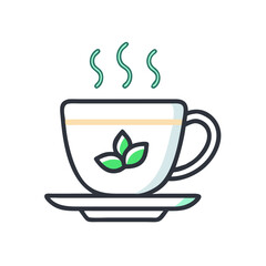 Aromatic Tea Cup with Steam Illustration on Black