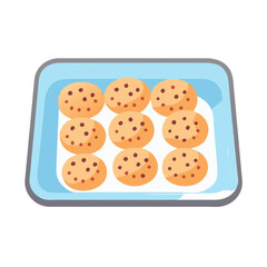 Tray of chocolate chip cookies vector art illustration