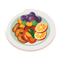 Artistic Plate of Healthy Vegan Food Illustration