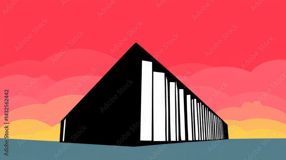 Poster sunset minimalist architecture abstract building graphic design