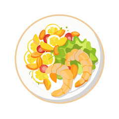 Delicious Shrimp Salad with Citrus and Green Lettuce