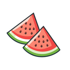 Two cartoon watermelon slices on a black background