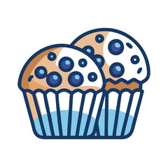 Delicious Cartoon Blueberry Muffins Sweet Treat Design Element