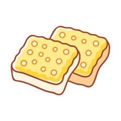 Two cartoon crackers on black background, food illustration