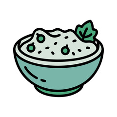 Bowl of Creamy Rice Pudding Cartoon Illustration