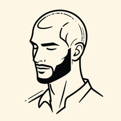 bald man line art vector image