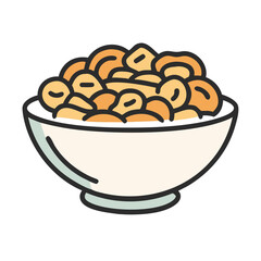 Bowl of Cereals Illustration on Black Background Vector