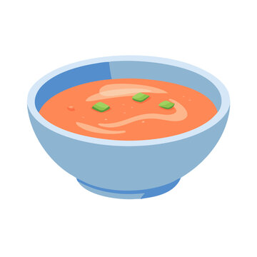 bowl of orange soup with green garnish clip art preview