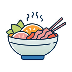 Colorful Asian Noodle Bowl with Vegetables and Chopsticks