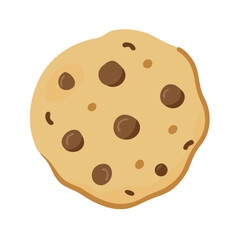 Chocolate Chip Cookie Illustration, Isolated Single Cookie Image