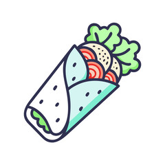 Colorful Illustration of a Delicious Shawarma Wrap