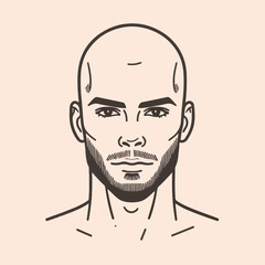 bald man line art vector image
