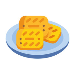 Delicious Hash Browns on Blue Plate Food Illustration