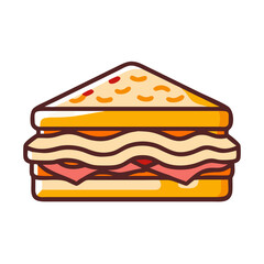 Delicious Sandwich Icon, Food Illustration on Black Background