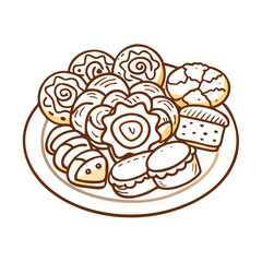 Delicious pastries on a plate. Dessert concept design