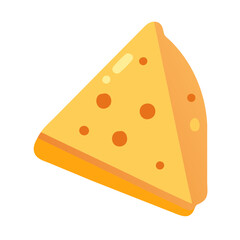 Cartoon cheese wedge with holes on black background