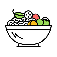 Stylized Salad Bowl Icon Against a Black Background