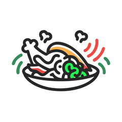 Roasted Turkey Dinner Icon Graphic Vector Illustration