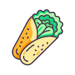 Cute Burrito or Wrap Vector Food Illustration