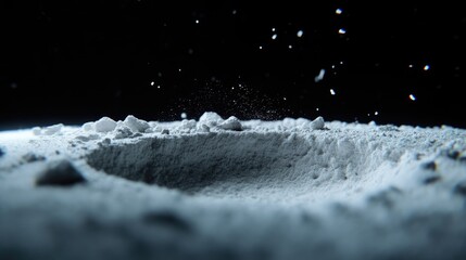 Crater impact on dusty lunar surface